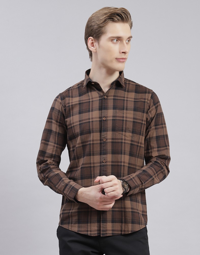 MONTE CARLO Men Checkered Casual Brown Shirt - Buy MONTE CARLO Men  Checkered Casual Brown Shirt Online at Best Prices in India