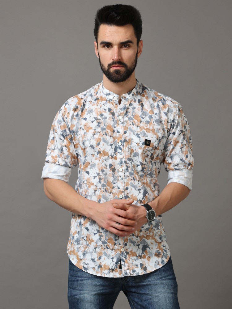 printed chinese collar shirts