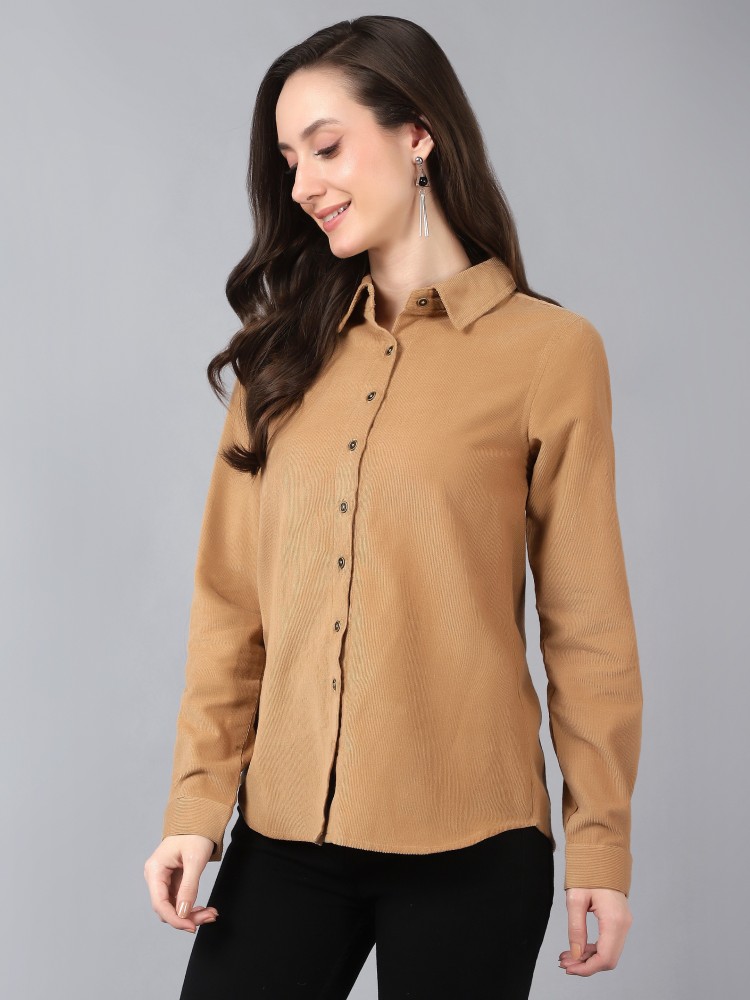 BANI WOMEN Women Solid Casual Beige Shirt - Buy BANI WOMEN Women