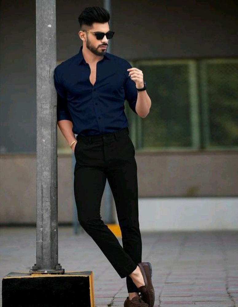 Plain Stylish Black Colour Formal Paint for Men.