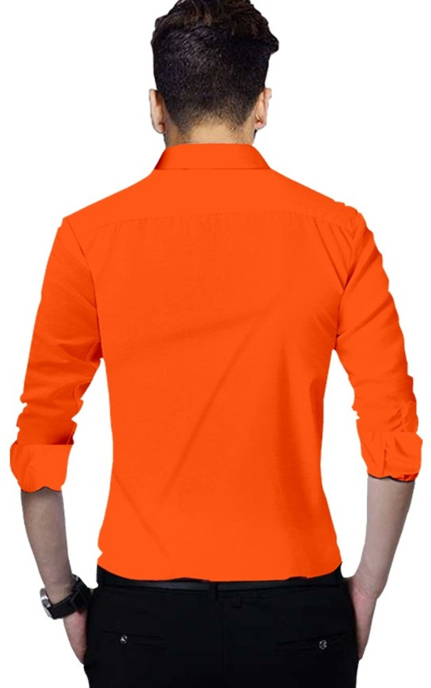 Voroxy Men Solid Formal Orange Shirt - Buy Voroxy Men Solid Formal 