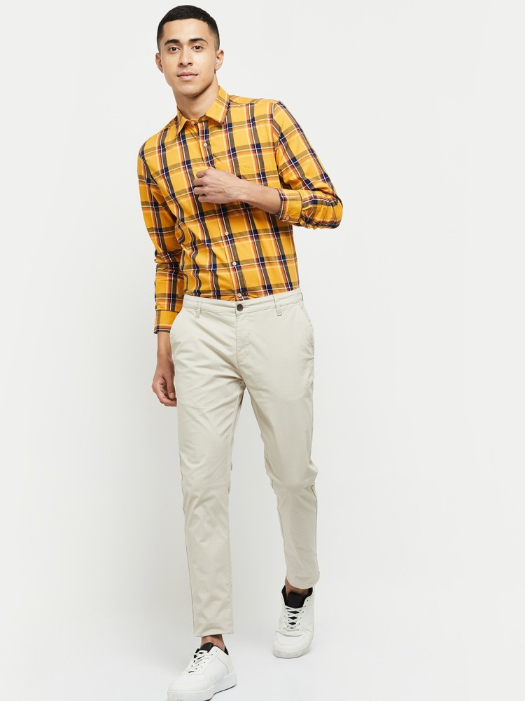 Yellow check sale shirt matching pant