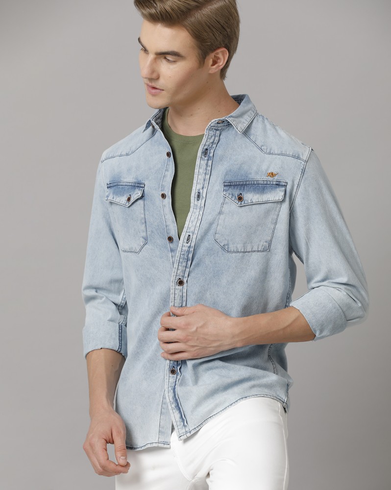 Denim shirt shop men light blue