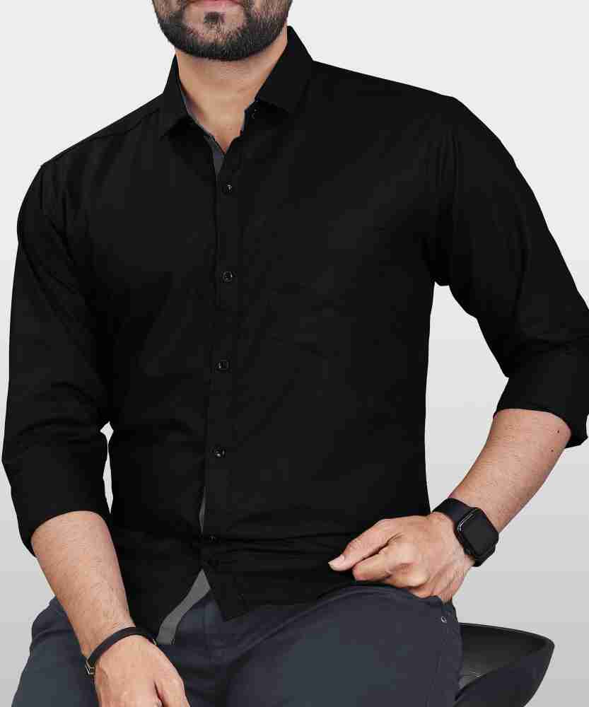 VeBNoR Men Solid Casual Black Shirt - Buy VeBNoR Men Solid Casual