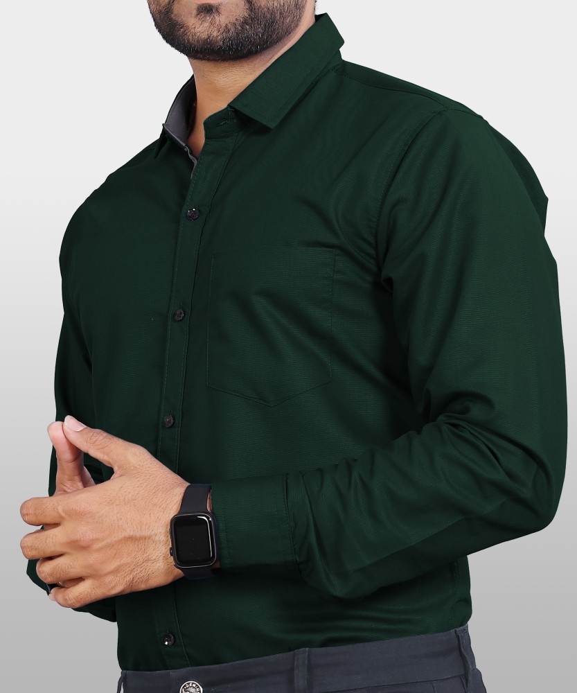 VeBNoR Men Solid Casual Light Green Shirt