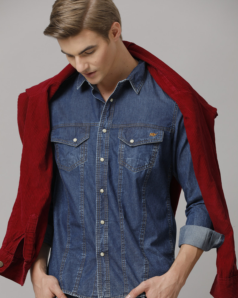 Discover 167+ denim blue shirt online india super hot dedaotaonec