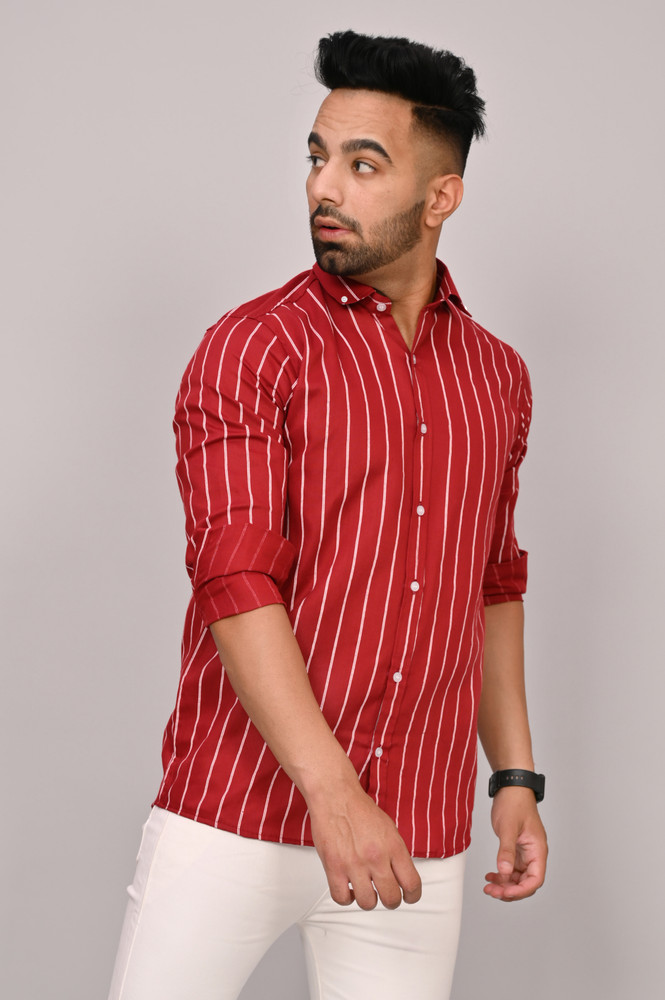 Noorify Men Striped Casual Red White Shirt Buy Noorify Men