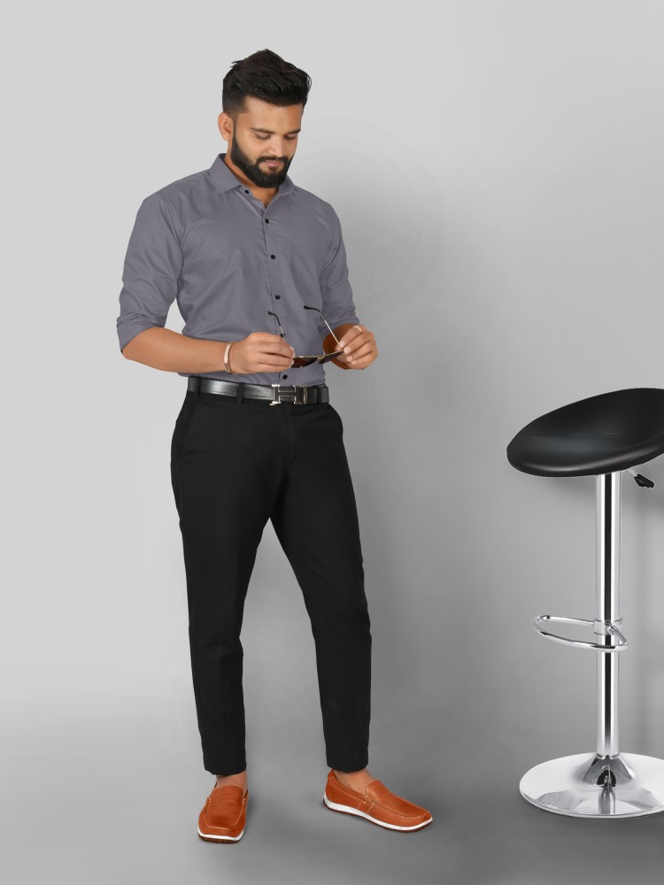 Buy Men in Black Mens Regular Fit Shirt and Pant Combo Unstitched Fabric  4046 Grey Shirt Black Pant at Amazonin