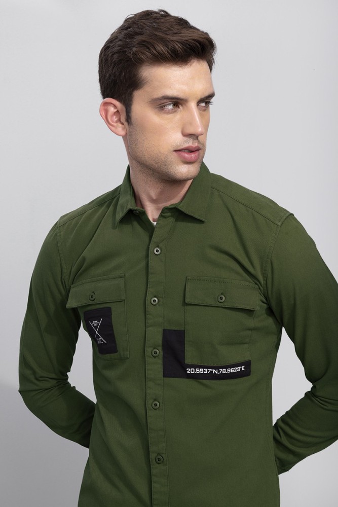 Men Slim Fit Shirt with Patch Pocket