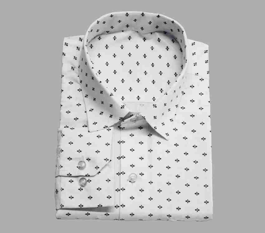 Printed Dot White Dress Shirt