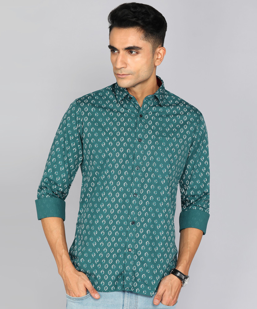 Raymond Men Printed Casual Green Shirt Buy Raymond Men Printed