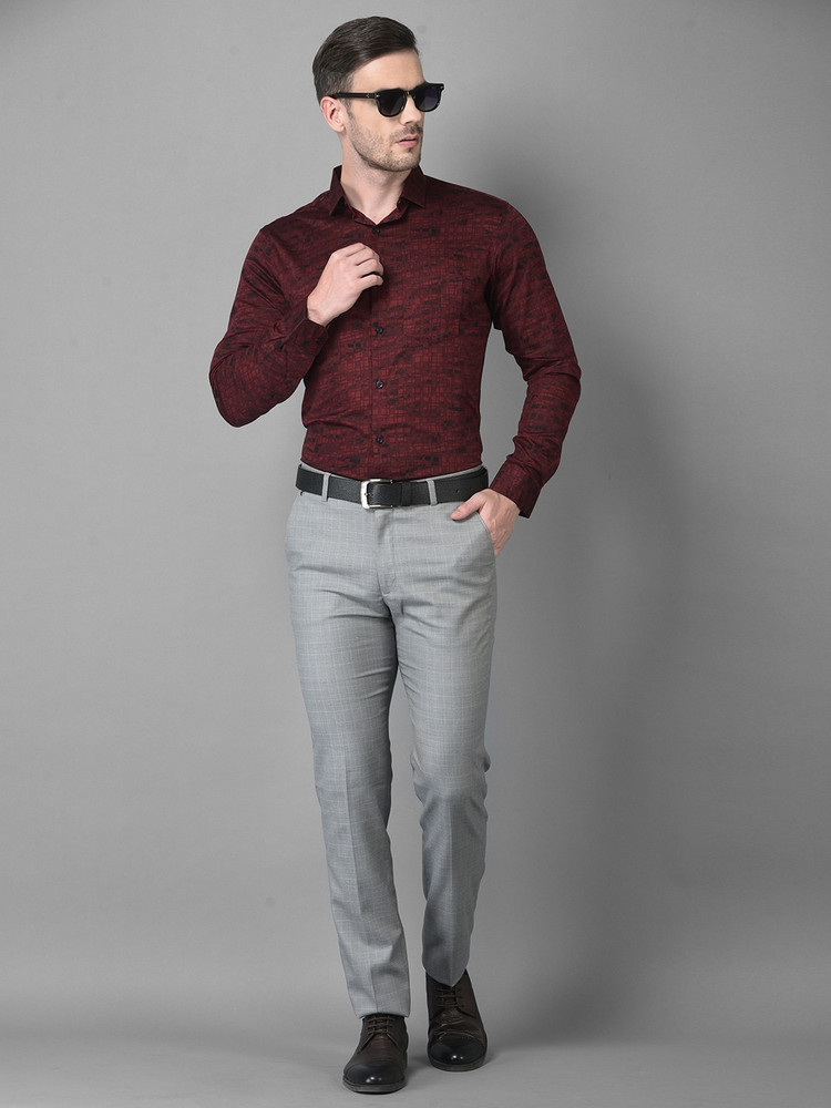Gray pants maroon shirt new arrivals