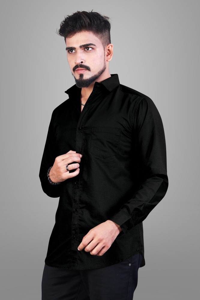 BlackCreek Men Solid Formal Black Shirt - Buy BlackCreek Men Solid Formal  Black Shirt Online at Best Prices in India