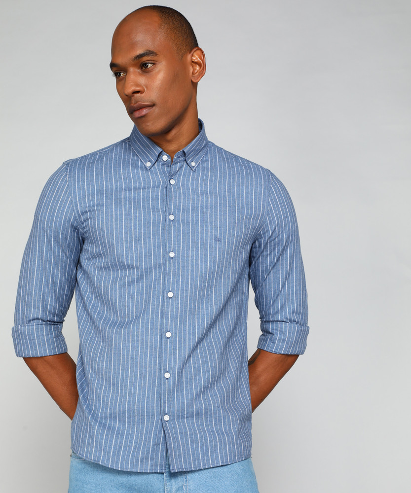 Calvin Klein Jeans Men Striped Casual Blue Shirt - Buy Calvin Klein Jeans  Men Striped Casual Blue Shirt Online at Best Prices in India | Flipkart.com