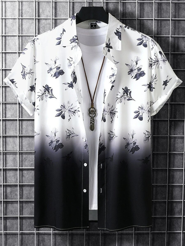 black white printed shirt