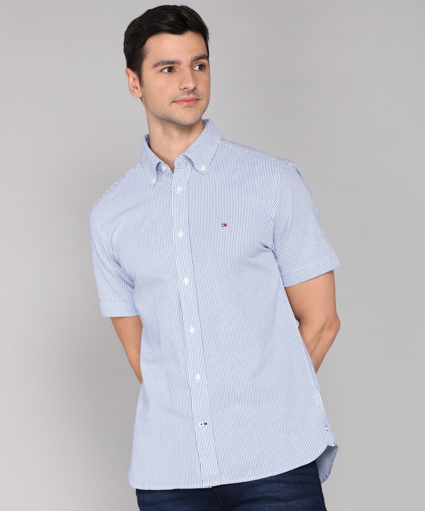 TOMMY HILFIGER Men Striped Casual Blue Shirt - Buy TOMMY HILFIGER