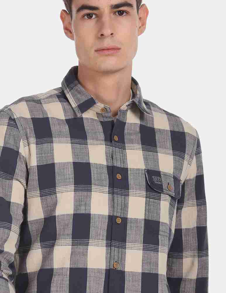 U.S. Polo Assn. Denim Co. Men Checkered Casual Grey Shirt