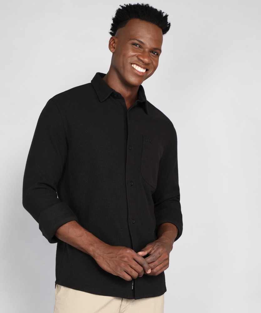 Calvin Klein Jeans Men Solid Casual Black Shirt - Buy Calvin Klein Jeans  Men Solid Casual Black Shirt Online at Best Prices in India