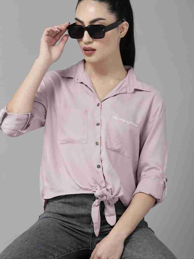 Roadster Women Solid Casual Purple Shirt - Buy Roadster Women Solid Casual  Purple Shirt Online at Best Prices in India