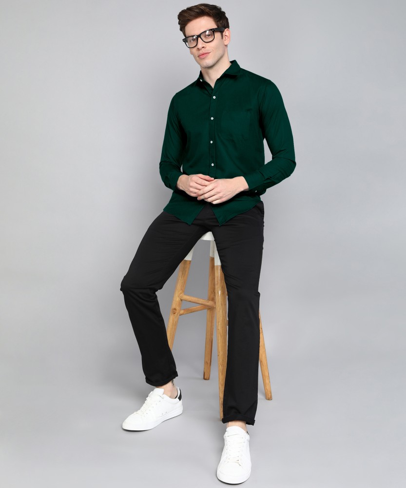 Dark green shirt 2024 with black jeans