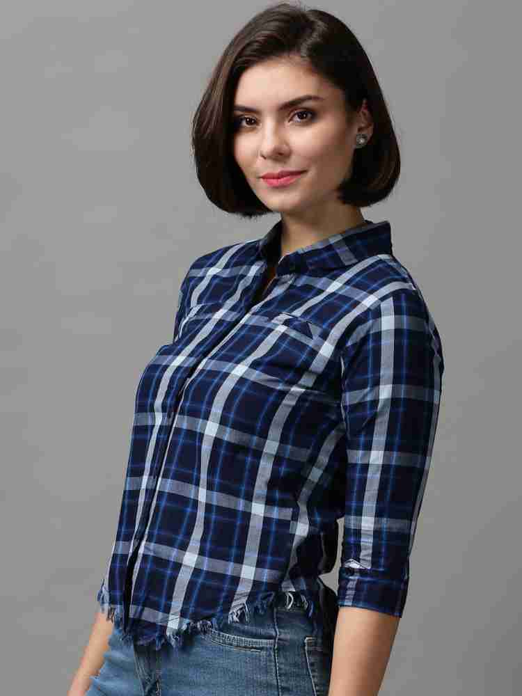 Showoff Women Checkered Casual Blue Shirt Buy Showoff