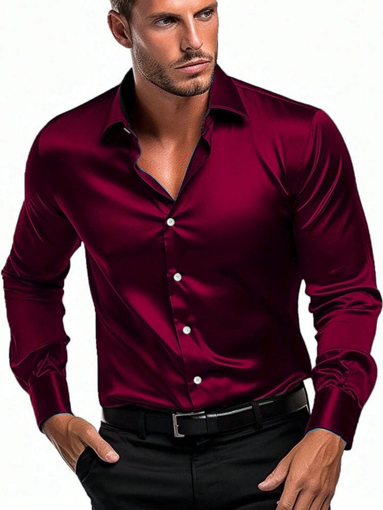 Mens burgundy top dress shirt