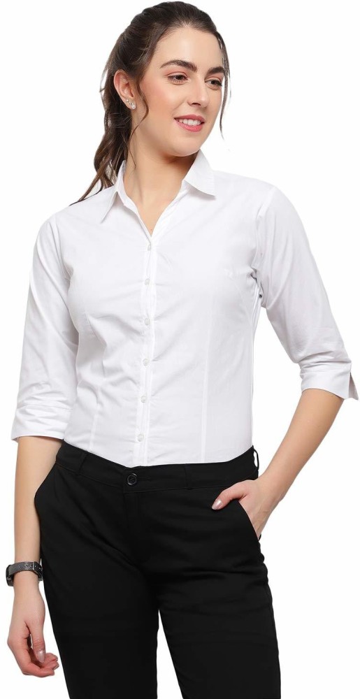 SRGI Women Solid Formal White Shirt Buy SRGI Women Solid Formal