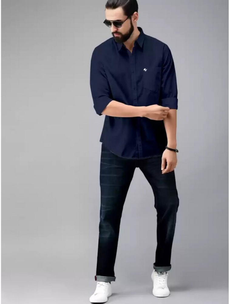 Navy blue shirt outlet outfit mens