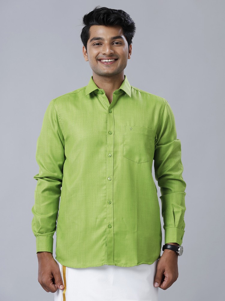 Ramraj Cotton Men Solid Casual Green Shirt - Buy Ramraj Cotton Men Solid  Casual Green Shirt Online at Best Prices in India