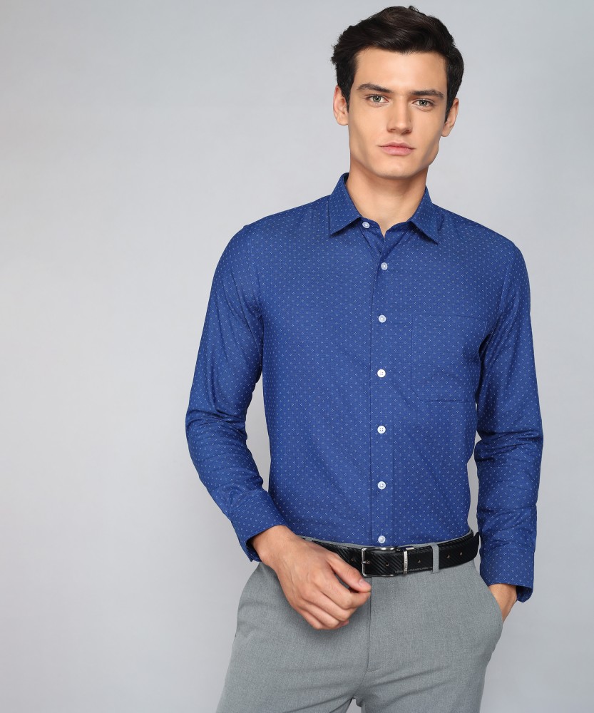 LOUIS PHILIPPE Men Self Design Formal Blue Shirt - Buy LOUIS