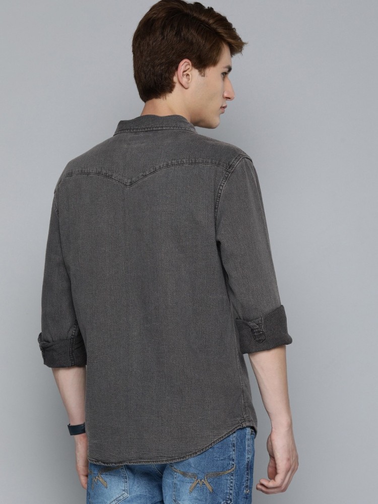 LEVI'S Men Solid Casual Grey Shirt - Buy LEVI'S Men Solid Casual Grey Shirt  Online at Best Prices in India