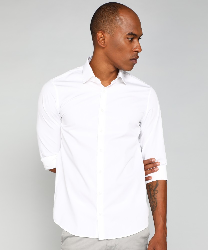 Calvin Klein Jeans Men Self Design Casual White Shirt - Buy Calvin Klein  Jeans Men Self Design Casual White Shirt Online at Best Prices in India