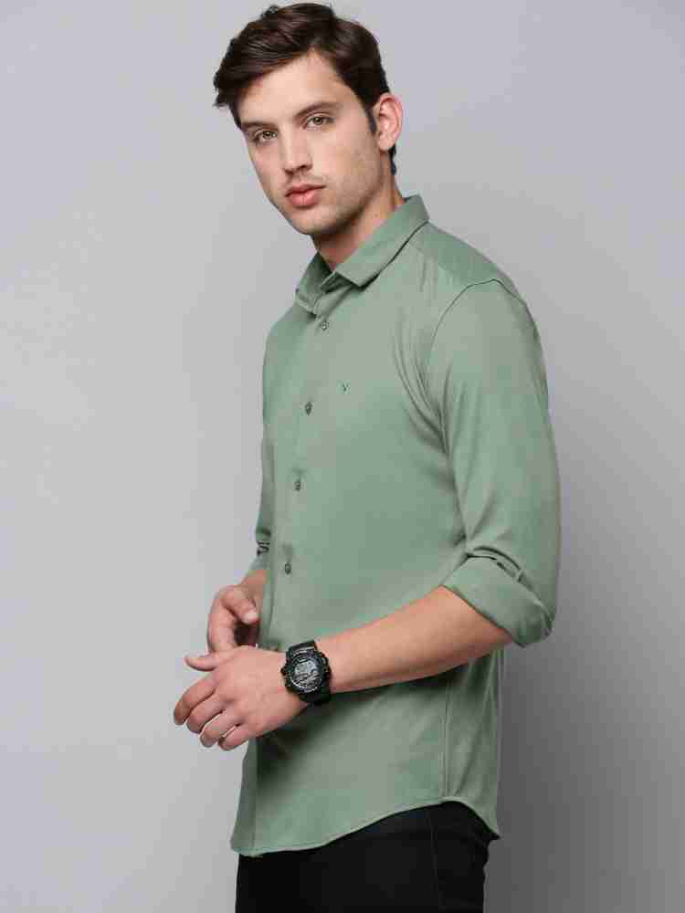 SHOWOFF Men Nude Solid Spread Collar Full Sleeves Casual Shirt