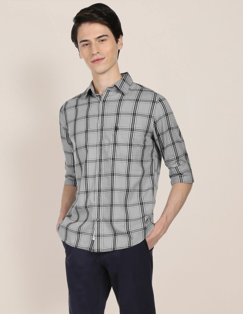 U.S. Polo Assn. Denim Co. Men Checkered Casual Grey Shirt