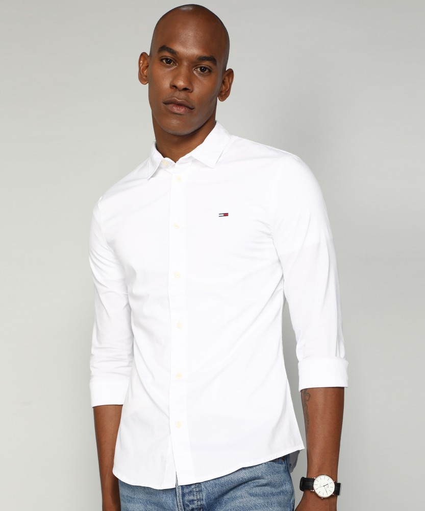 TOMMY HILFIGER Men Solid Casual White Shirt - Buy TOMMY HILFIGER Men Solid  Casual White Shirt Online at Best Prices in India | Flipkart.com