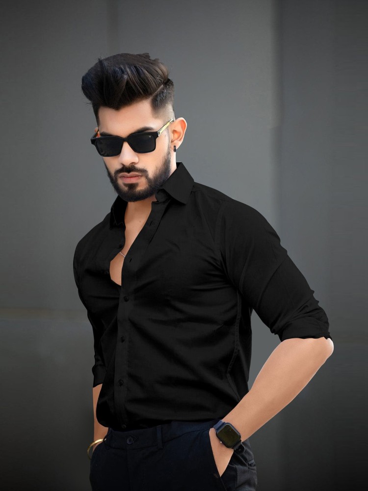 EVIQE Men Solid Casual Black Shirt - Buy EVIQE Men Solid Casual Black Shirt  Online at Best Prices in India