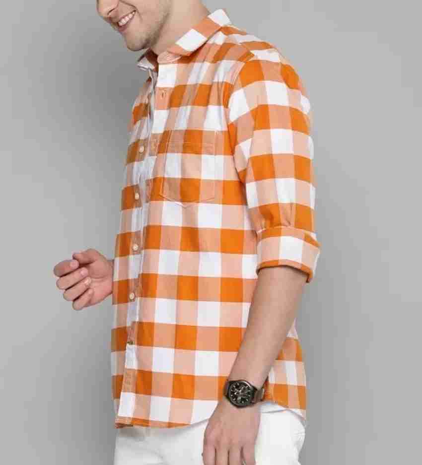 Orange and white dress shirt online