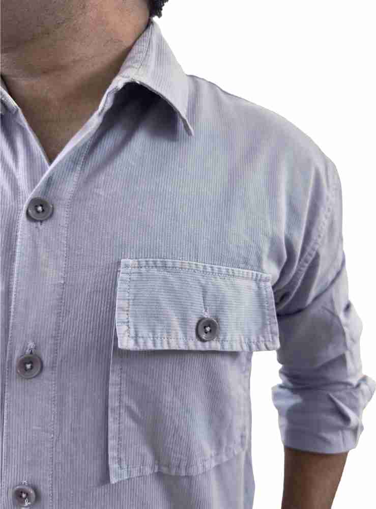 Cargo Casual Shirt Men Long Sleeve Button Shirts Outdoor Hiking Tops