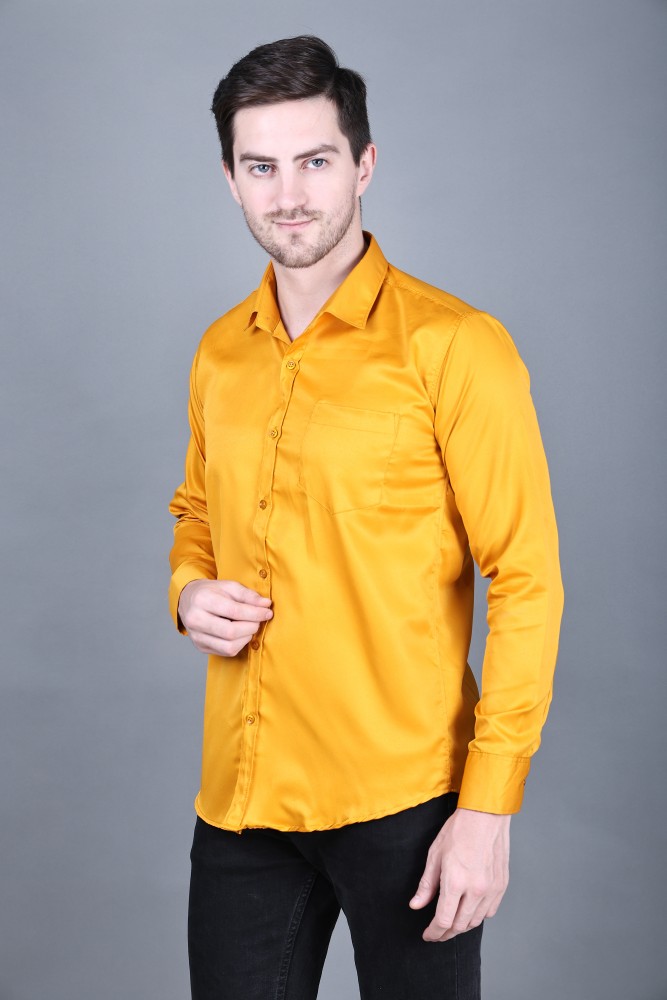 mens mustard color dress shirt