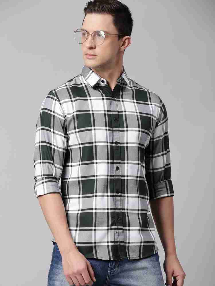 Dennis Lingo Men Checkered Casual Green Shirt - Buy Dennis Lingo