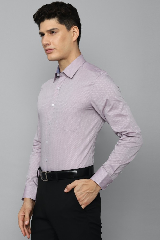 Buy Louis Philippe Men White & Purple Wrinkle Free Striped Formal