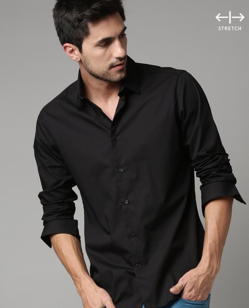 Jai Textiles Men Striped Casual Black Shirt - Buy Jai Textiles Men Striped  Casual Black Shirt Online at Best Prices in India