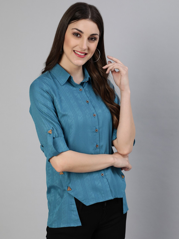 Jaipur Kurti Women Self Design Casual Blue Shirt Buy Jaipur Kurti Women Self Design Casual Blue Shirt Online at Best Prices in India Flipkart