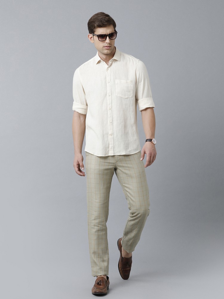 White linen shirt khaki on sale pants