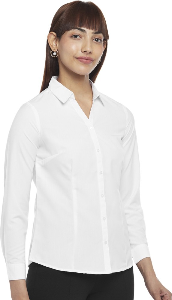 Annabelle by Pantaloons Women Solid Formal White Shirt - Buy