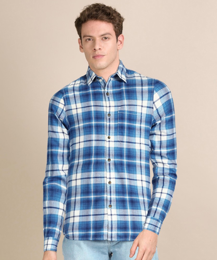 SINGLE by Ranbir Kapoor Men Checkered Casual Dark Blue Shirt - Buy SINGLE  by Ranbir Kapoor Men Checkered Casual Dark Blue Shirt Online at Best Prices  in India