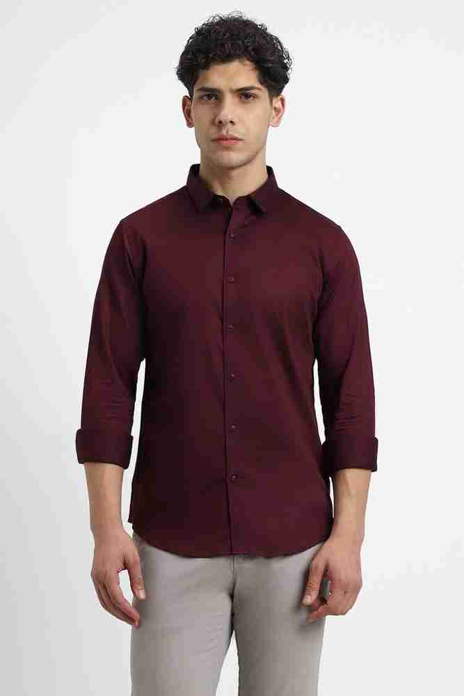 FOREVER 21 Men Solid Casual Maroon Shirt Buy FOREVER 21 Men