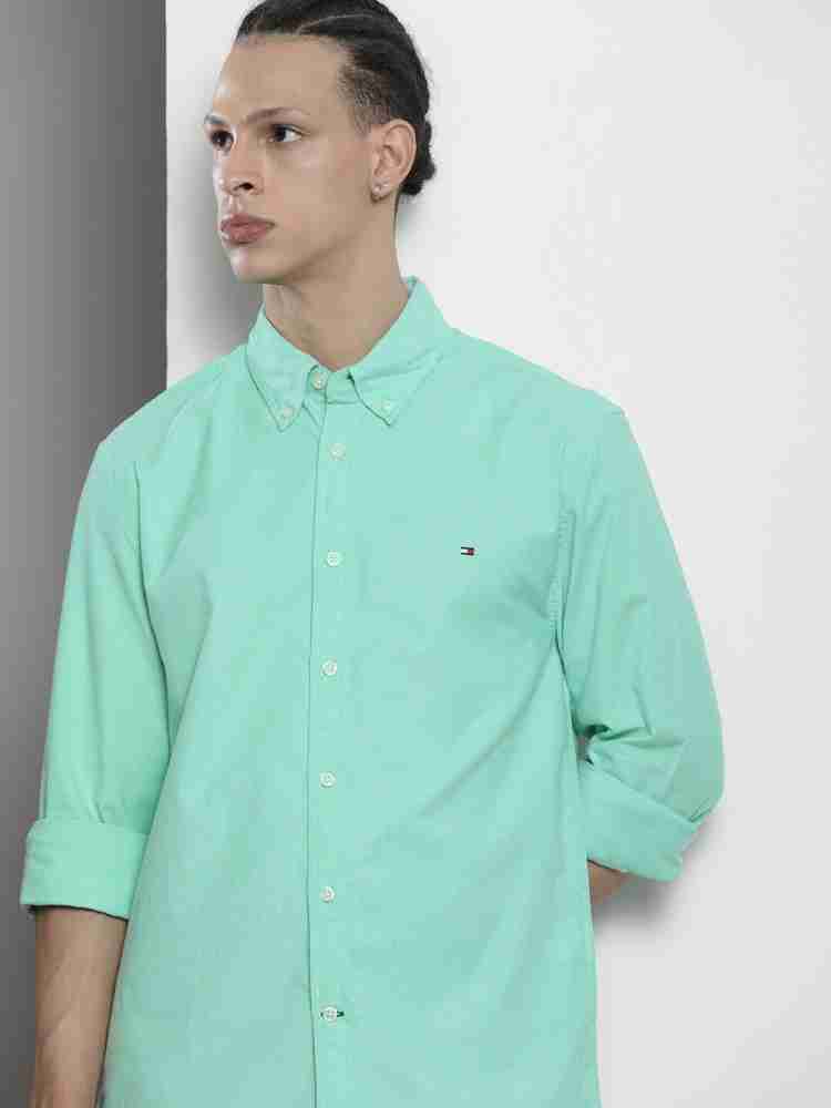 TOMMY HILFIGER Men Solid Casual Green Shirt