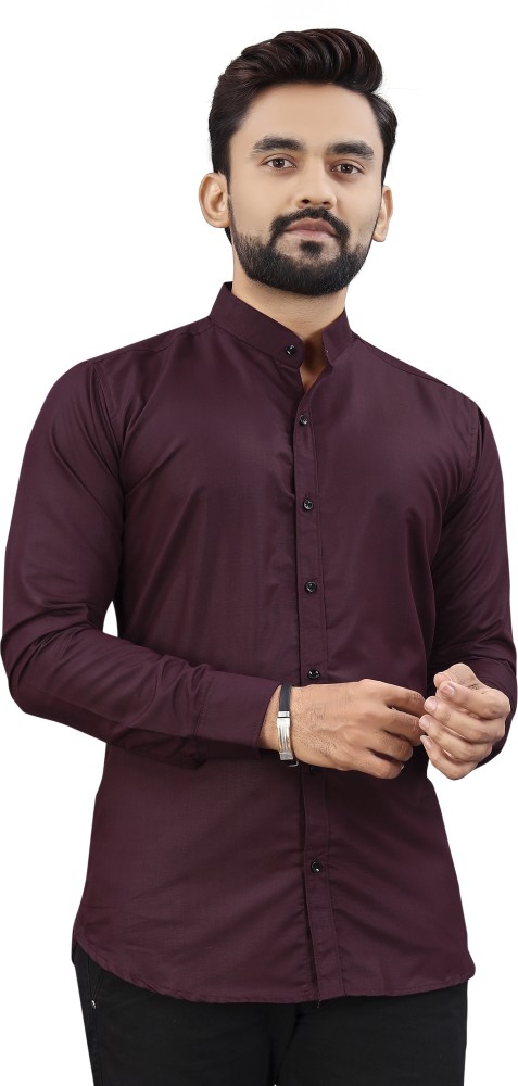 Buy NIVICK Men Solid Formal Maroon Shirt Online at Best Prices in