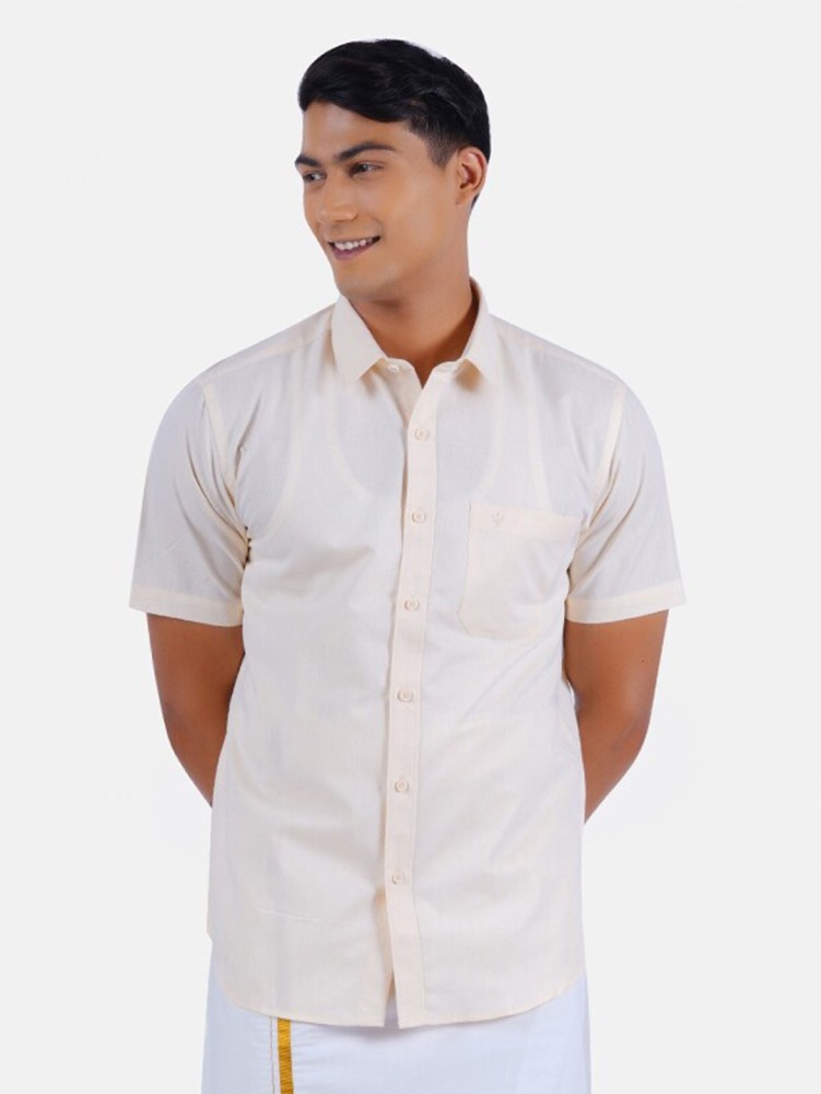 Ramraj Cotton Men Solid Casual Beige Shirt - Buy Ramraj Cotton Men